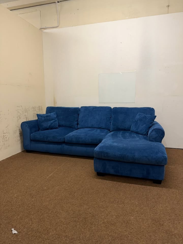 Blue / Denim Fabric Corner Sofa