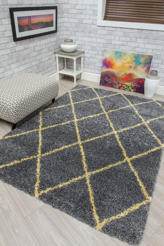 Fantasy Trellis - Dark Grey / Yellow