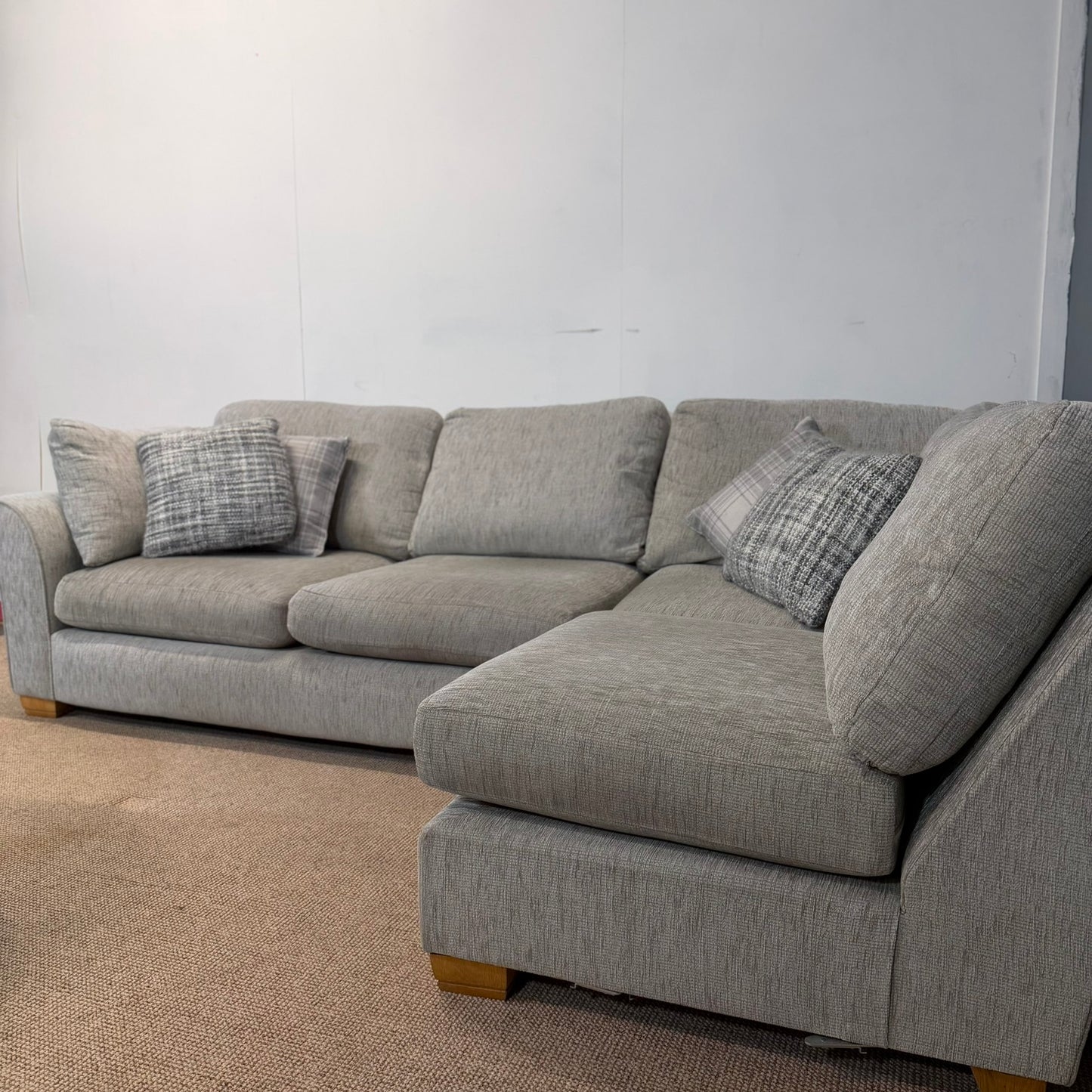 Grey Soft Fabric Corner Sofa