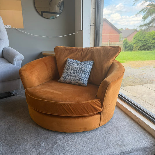 Velvet Orange dfs Swivel Chair