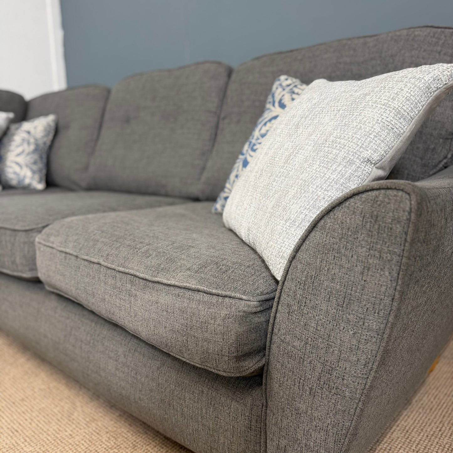 Dark Grey Button Back Corner Sofa