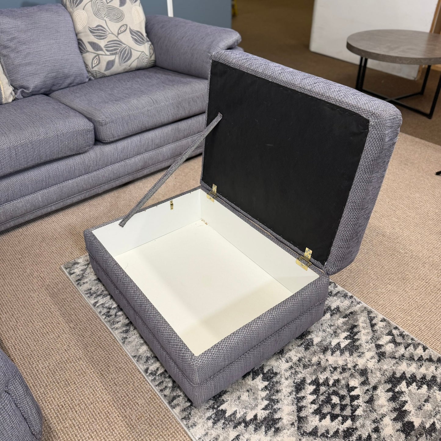 Large Grey/Purple dfs Fabric Corner Sofa
