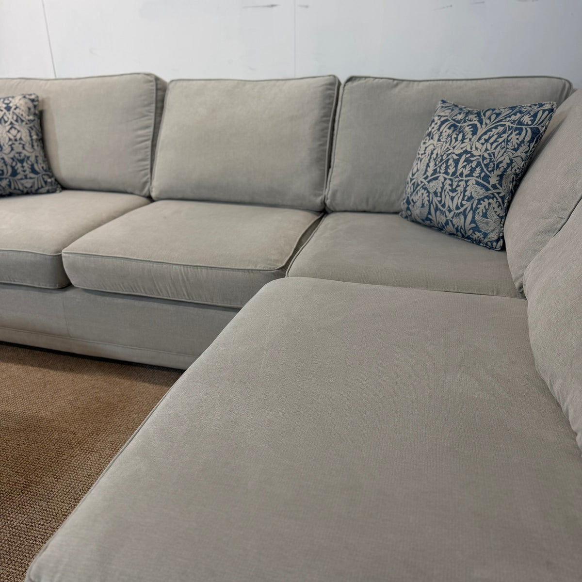 Cream/Silver dfs Orka Fabric Corner Sofa