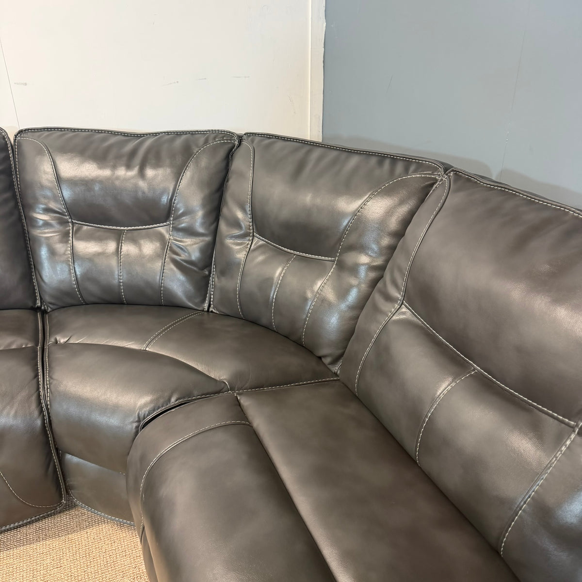 Black Genuine Leather Modular Corner Recliner