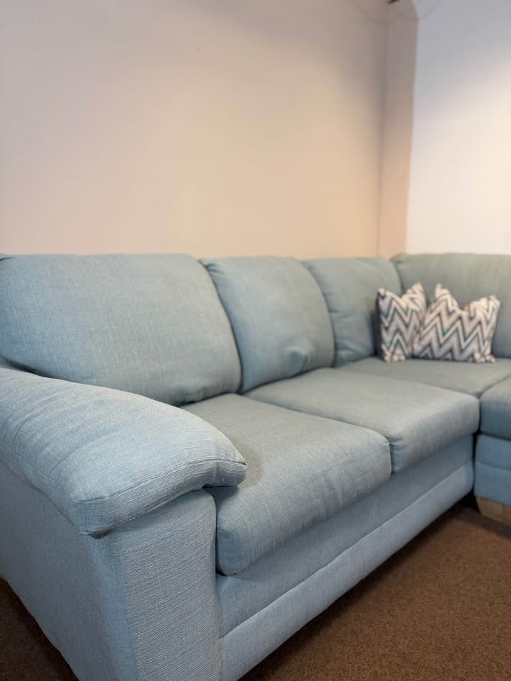 Large Teal Blue Corner Sofa