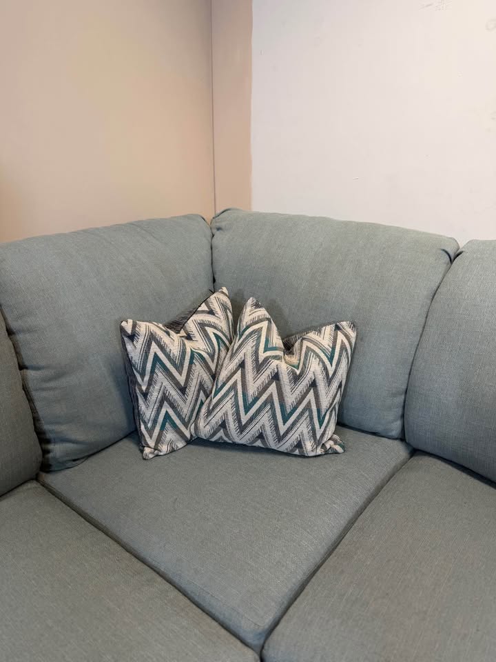 Large Teal Blue Corner Sofa