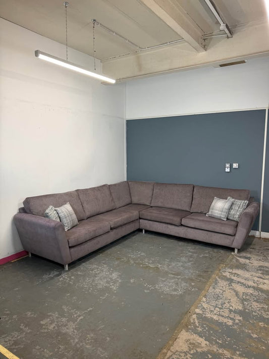 XL Custom built Grey Taupe Chenille Corner Sofa