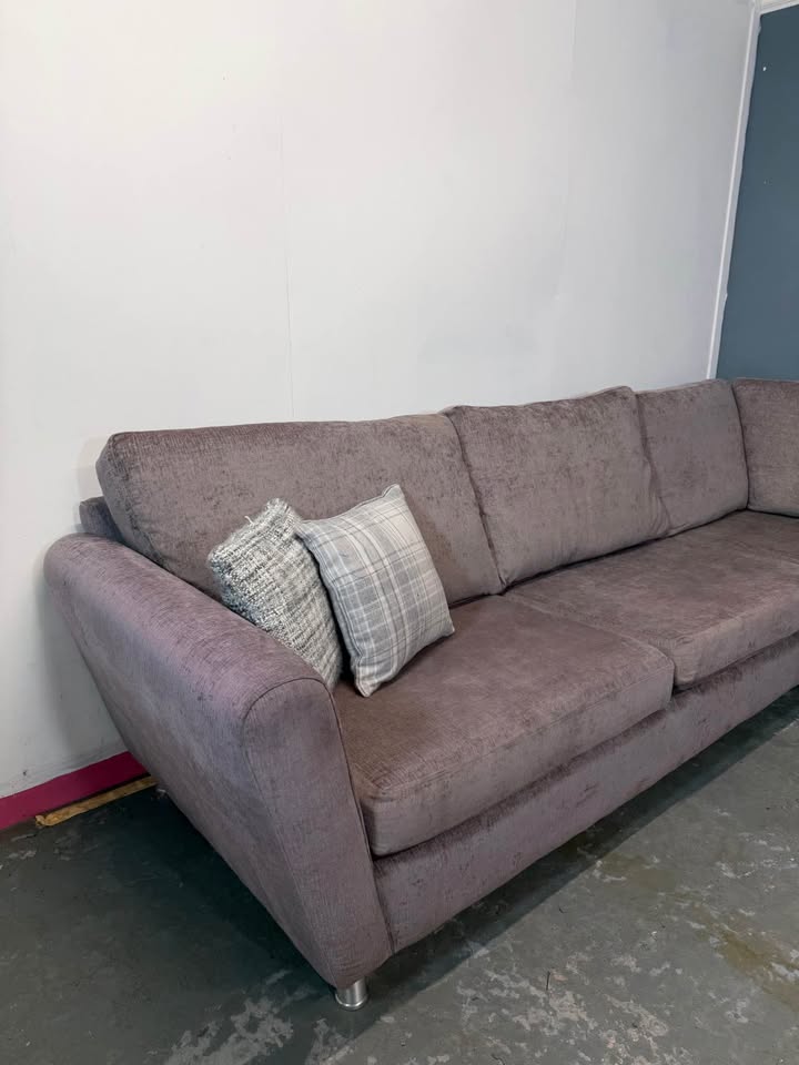 XL Custom built Grey Taupe Chenille Corner Sofa