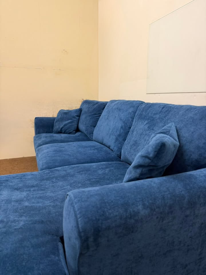 Blue / Denim Fabric Corner Sofa