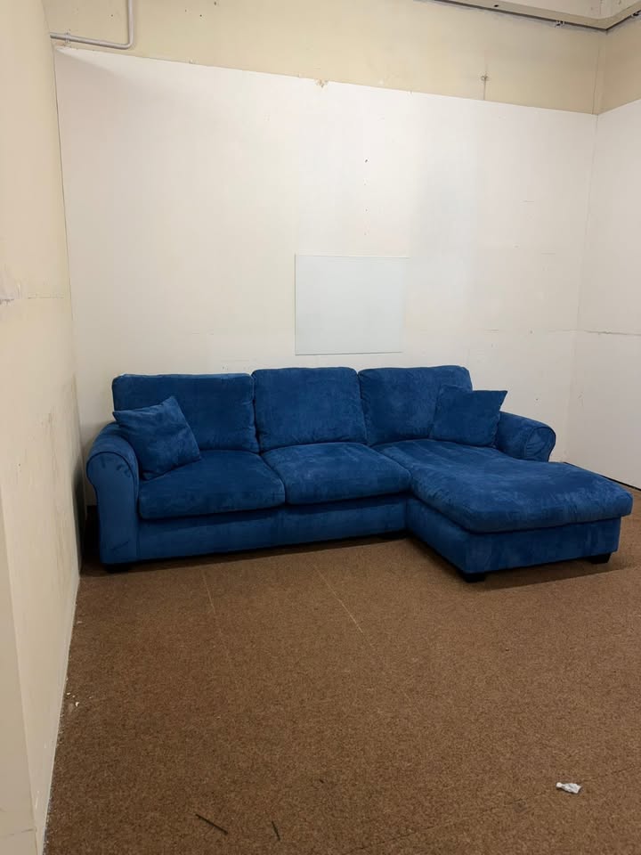 Blue / Denim Fabric Corner Sofa