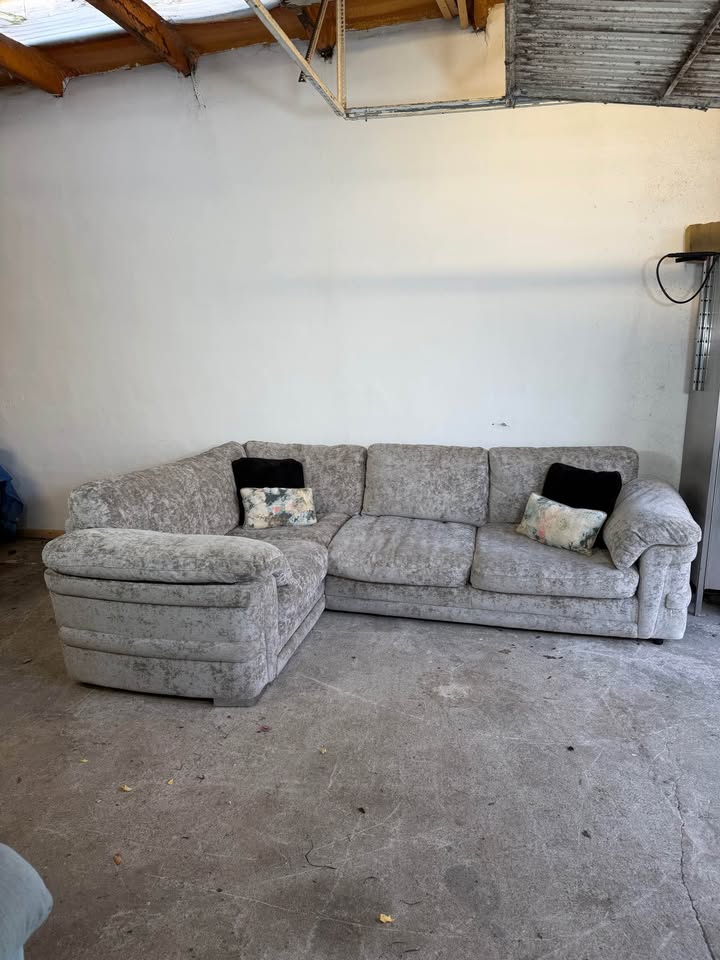 Large Grey Crushed Velvet Corner