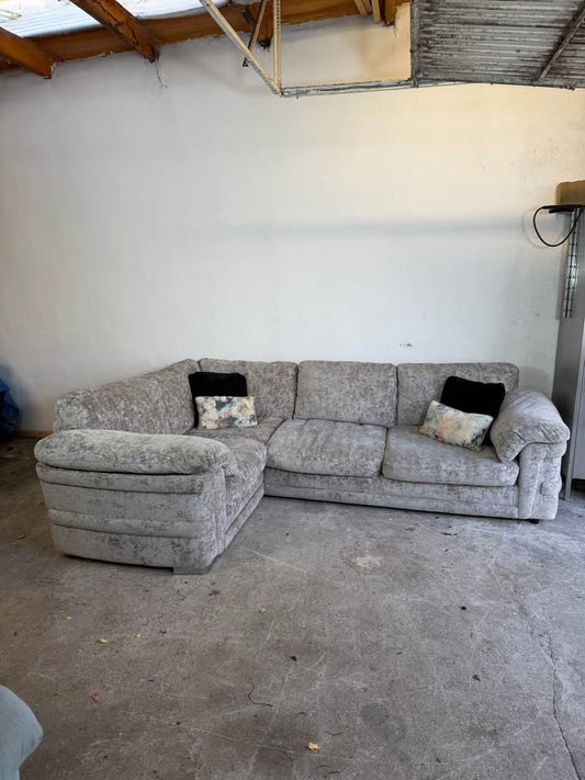 Large Grey Crushed Velvet Corner