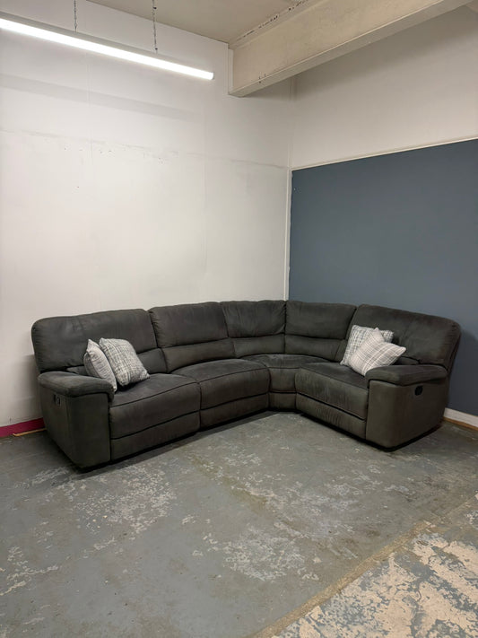 Harvey Norman Dark Grey Suede Corner Recliner