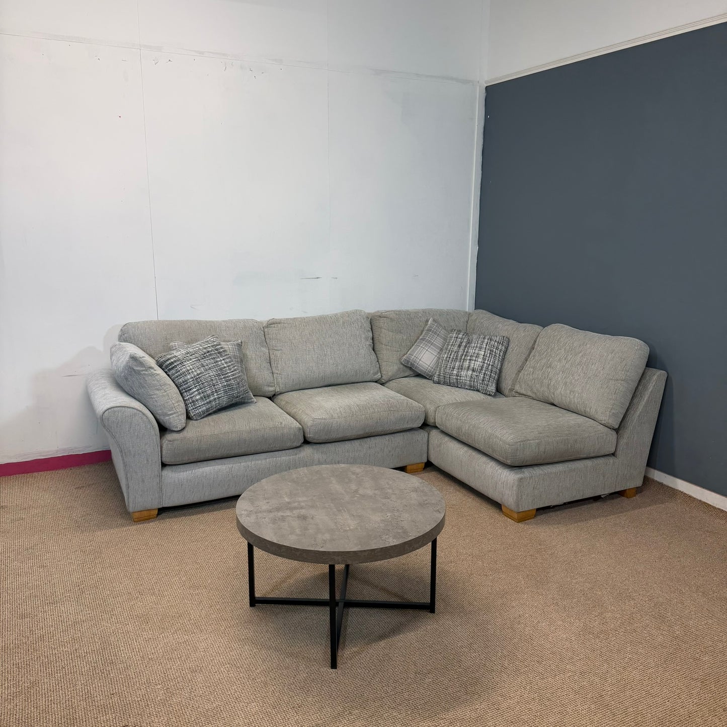 Grey Soft Fabric Corner Sofa
