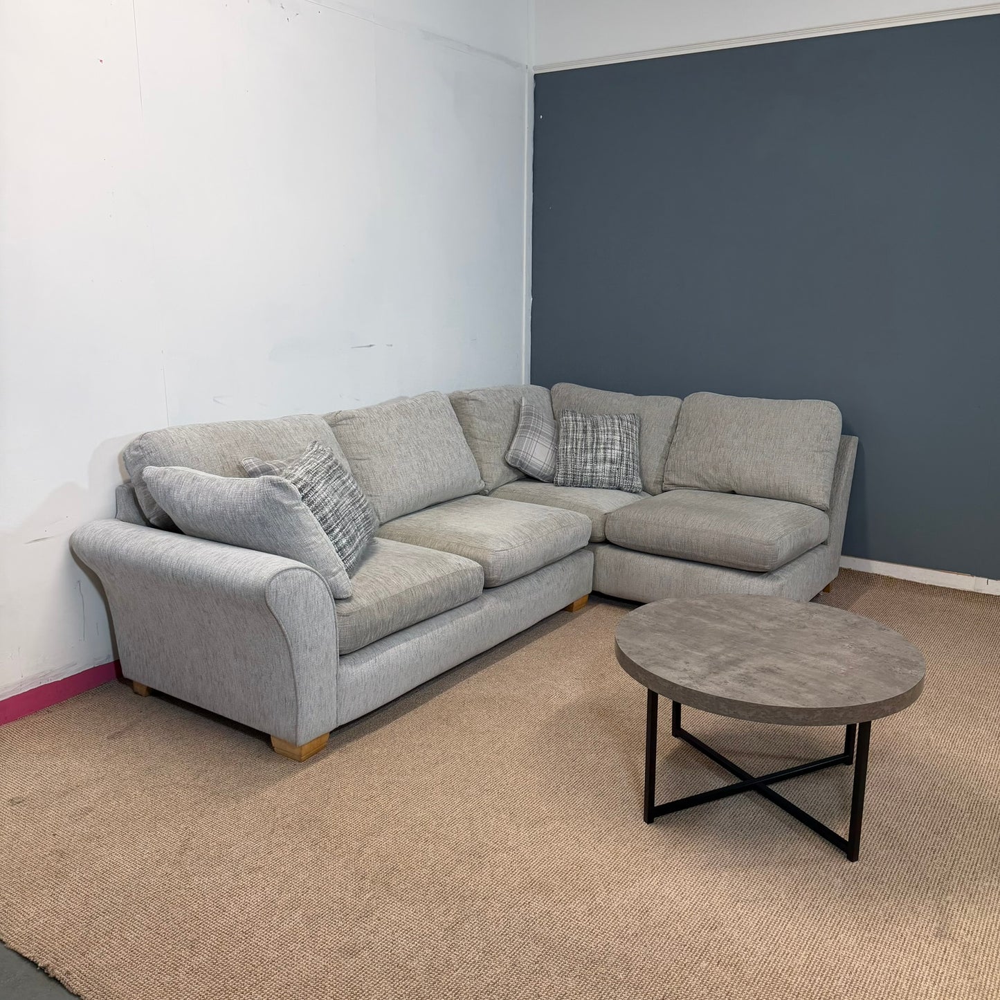Grey Soft Fabric Corner Sofa