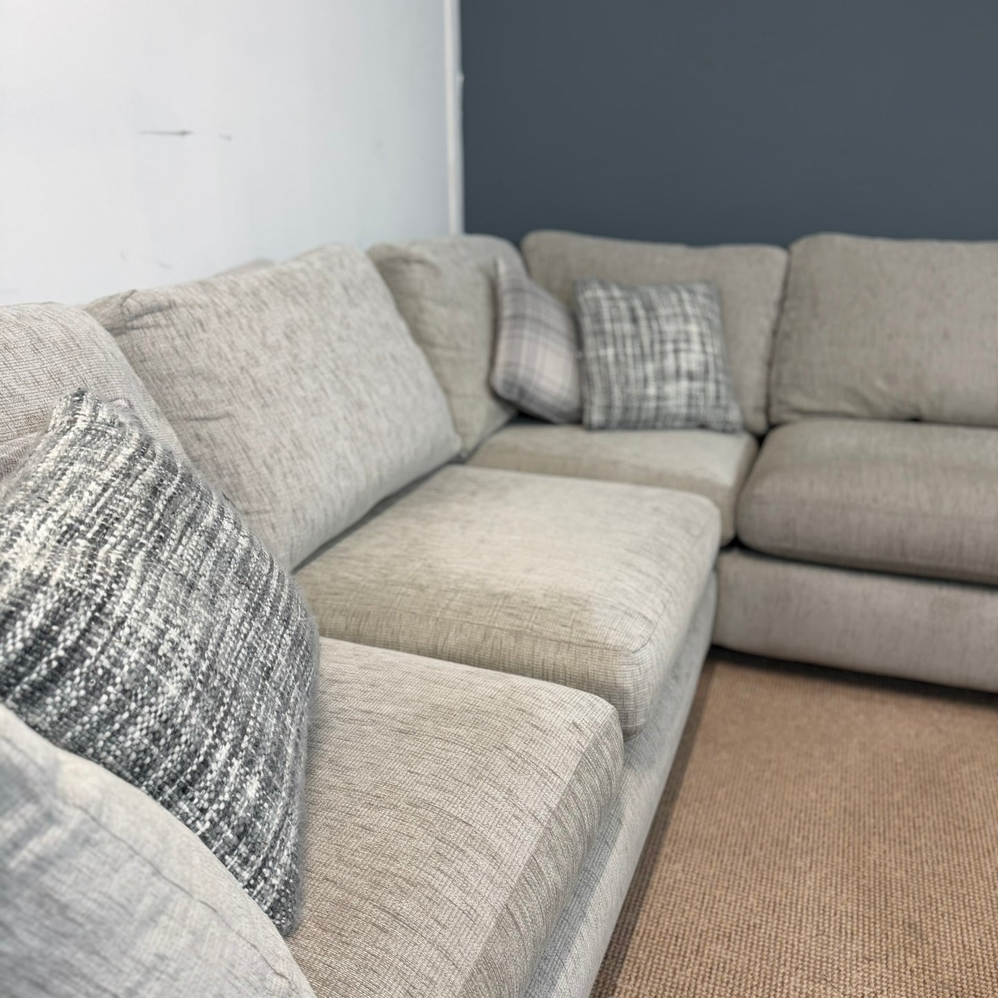 Grey Soft Fabric Corner Sofa