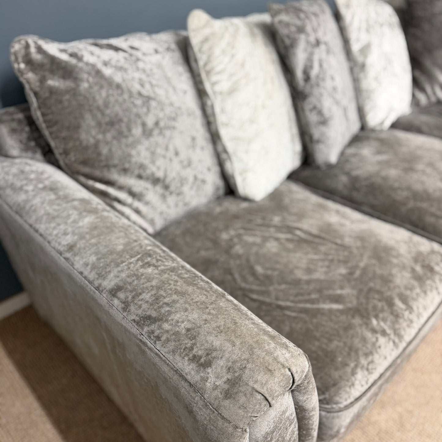 Crushed Velvet Corner | Two-Seater & Footstool Set