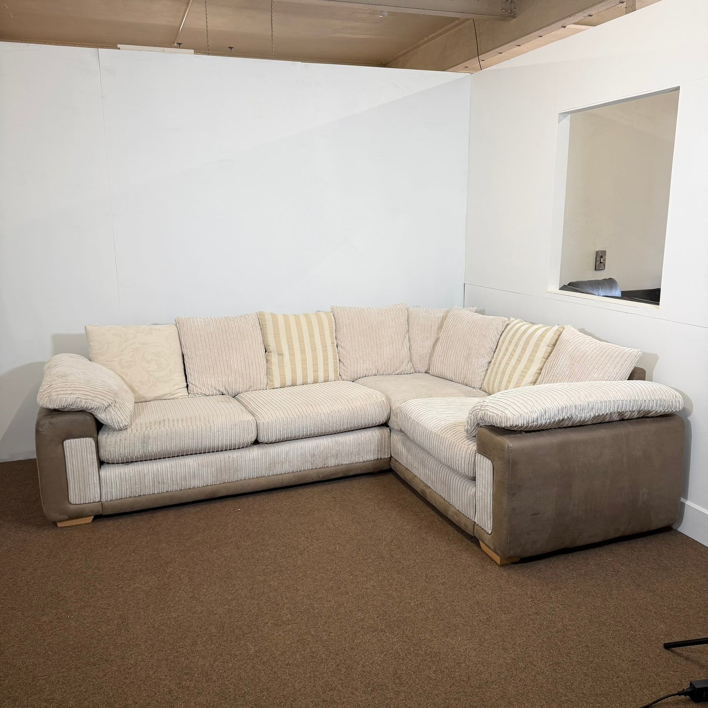 Cream Cordory Corner Sofa
