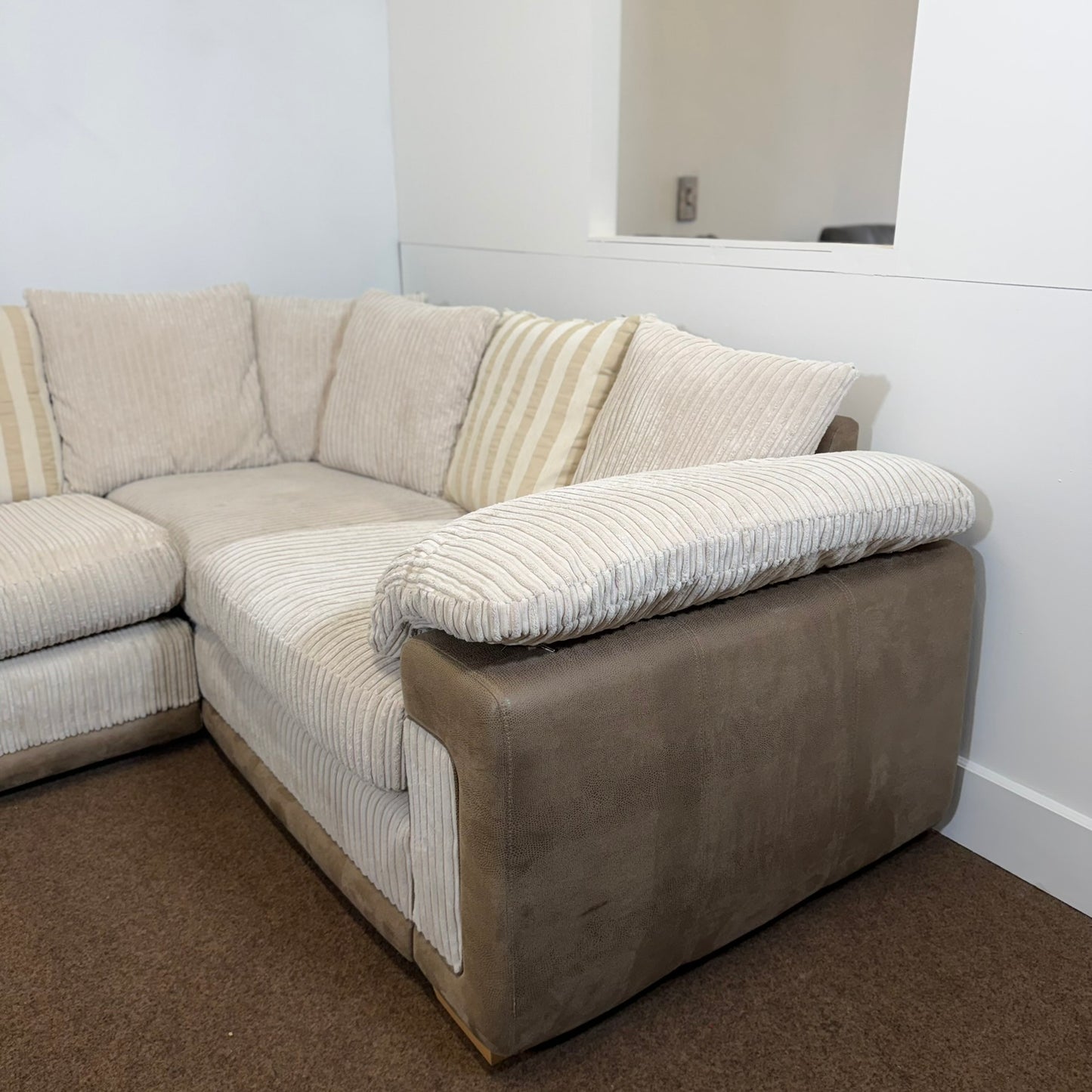 Cream Cordory Corner Sofa