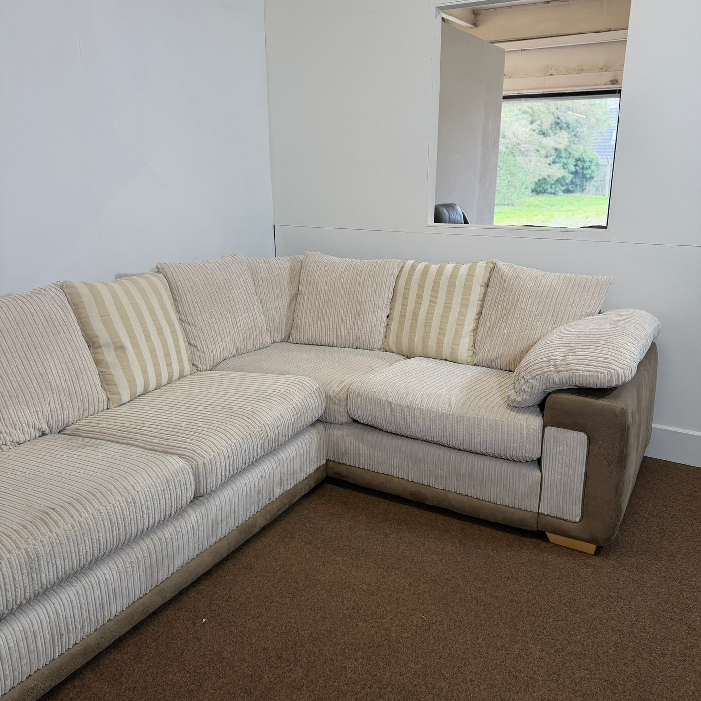 Cream Cordory Corner Sofa