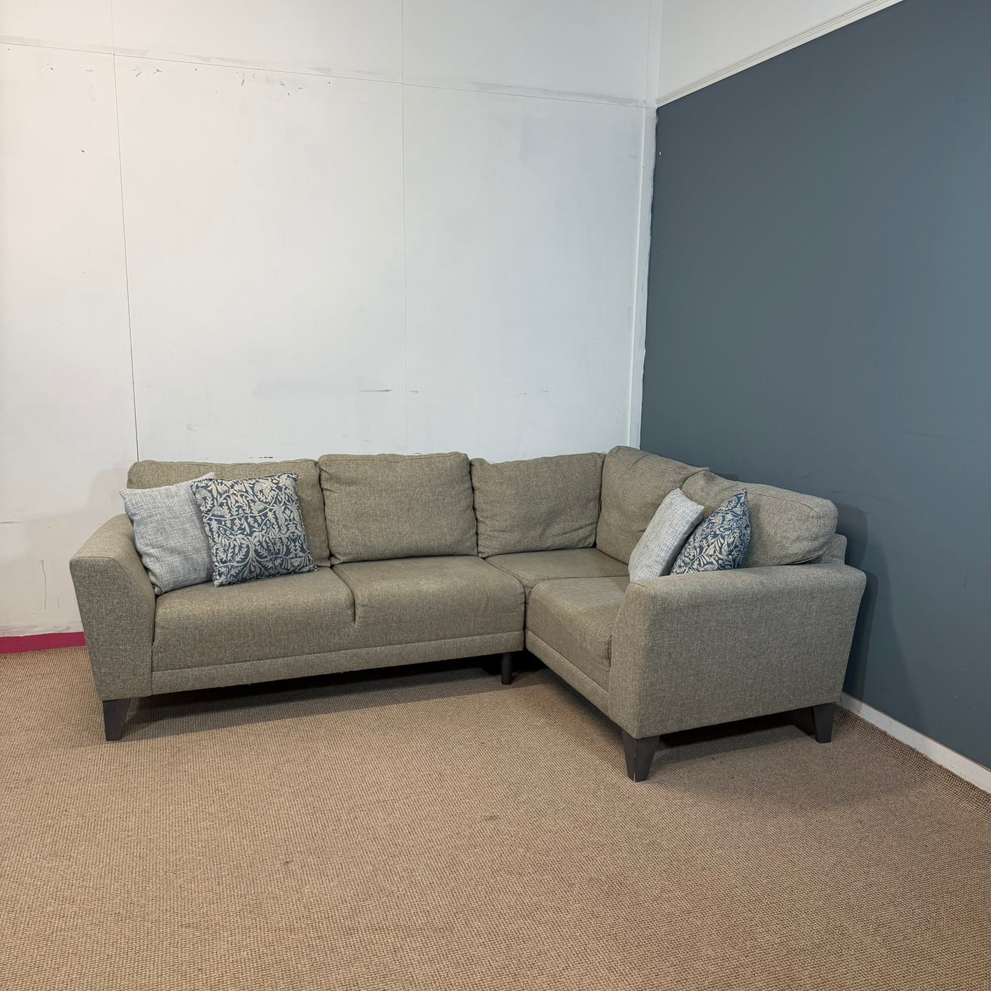 Double Stitch Grey & Yellow Corner Sofa
