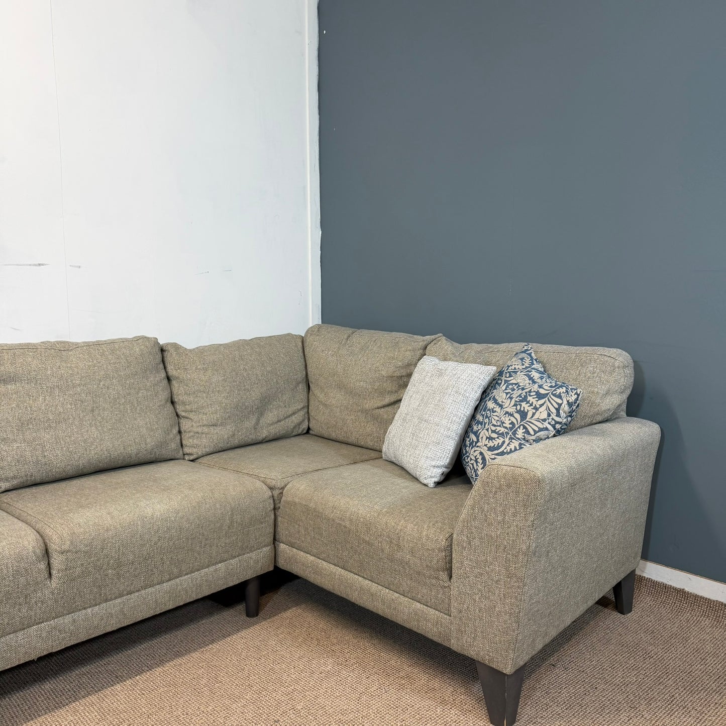Double Stitch Grey & Yellow Corner Sofa