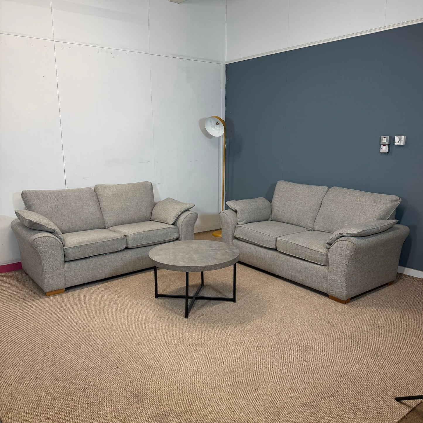 NEXT X2 Two Seater grey Fabric Sofa Set