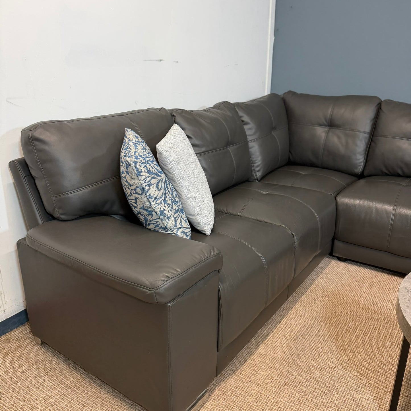 Faux Black Leather Corner Sofa