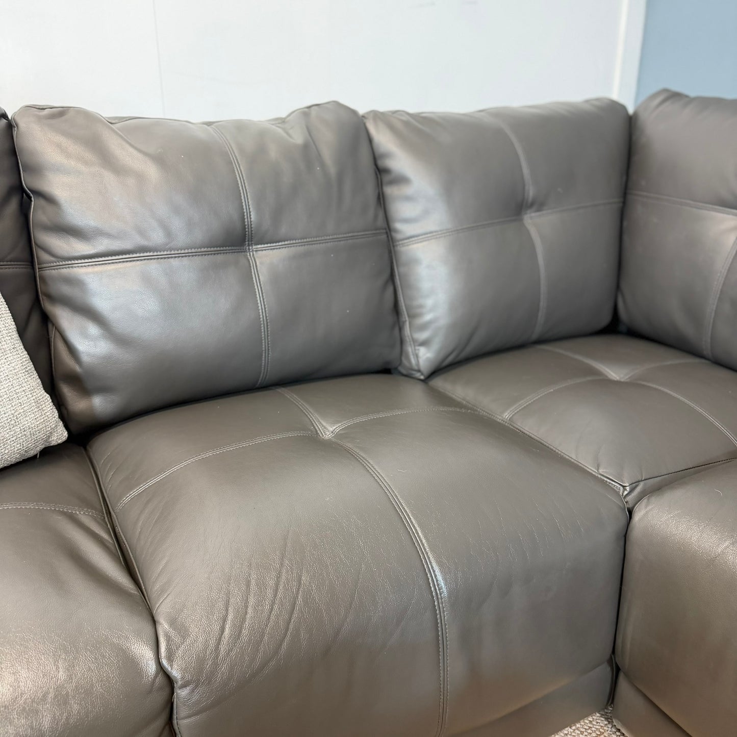 Faux Black Leather Corner Sofa