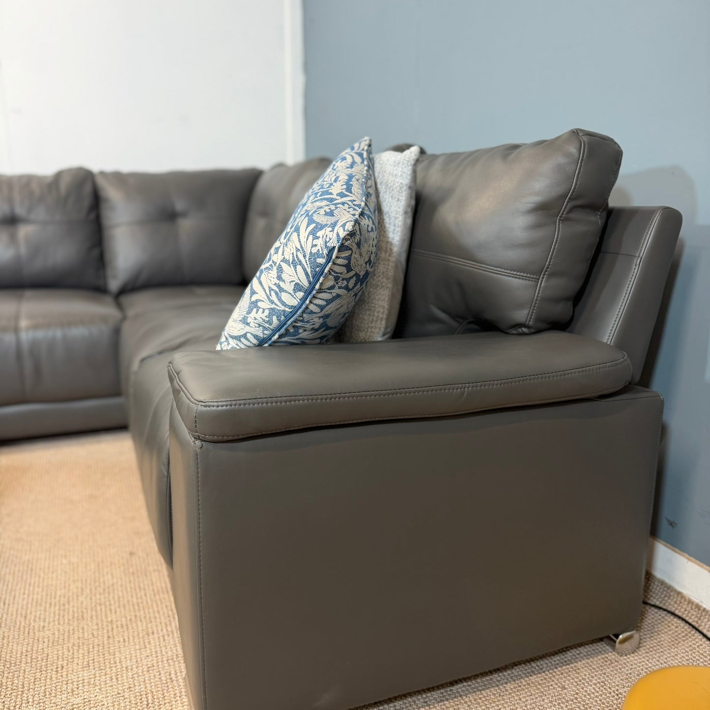 Faux Black Leather Corner Sofa