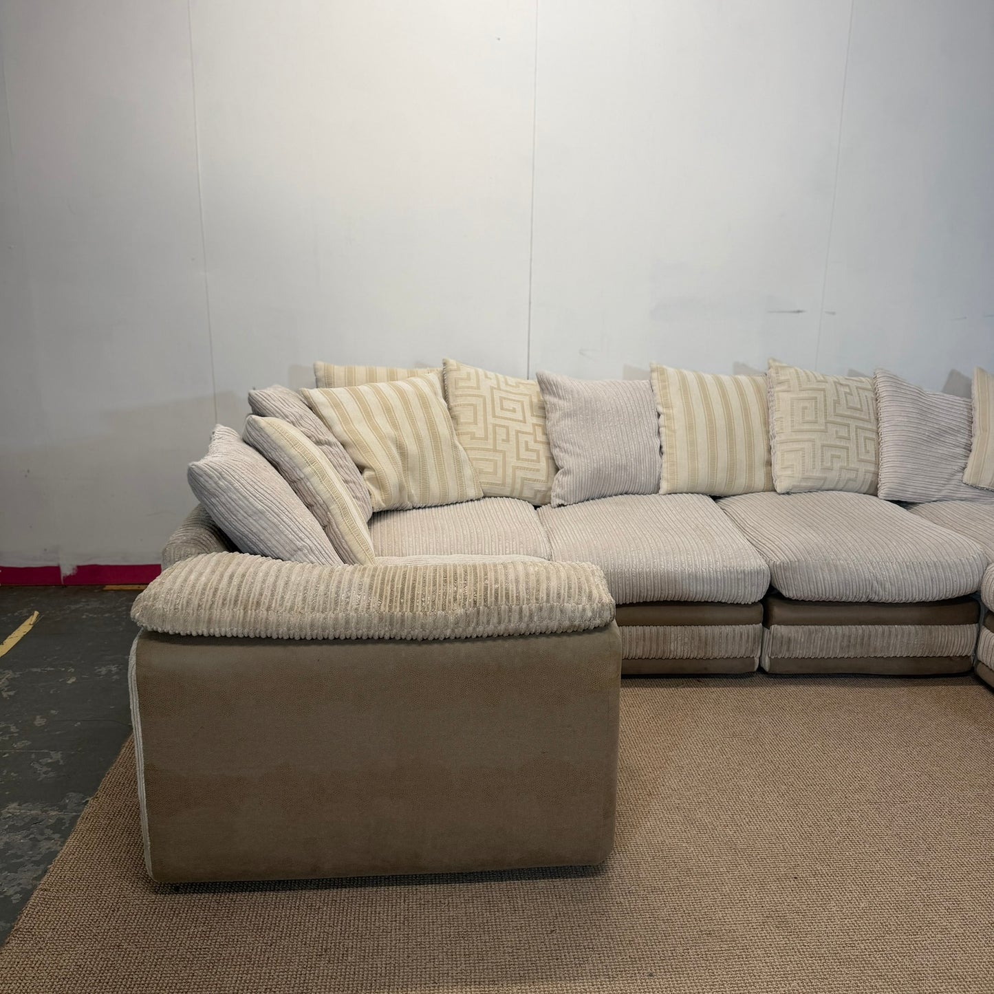 Cream & Biege Pillow Back Corduroy U Shape