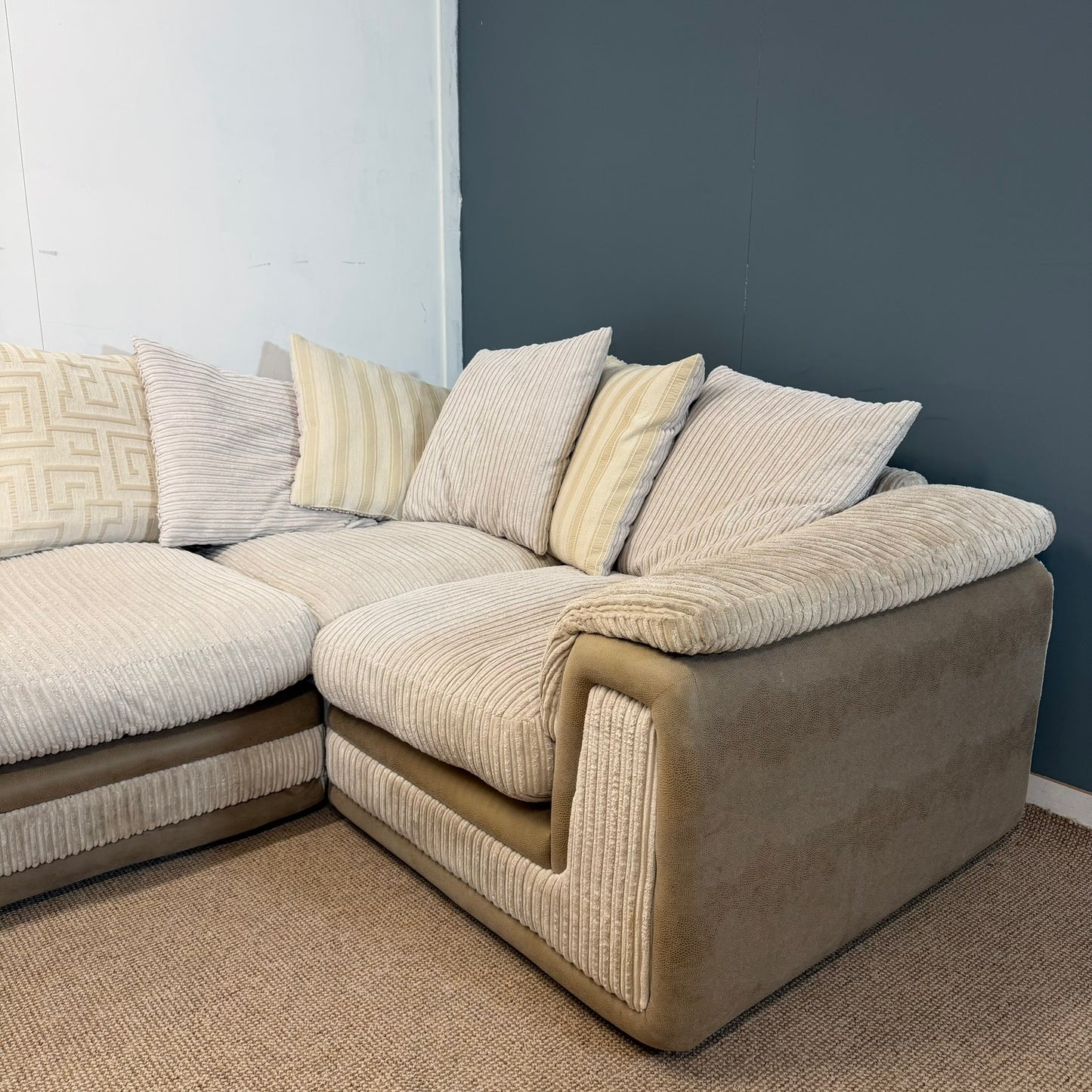 Cream & Biege Pillow Back Corduroy U Shape