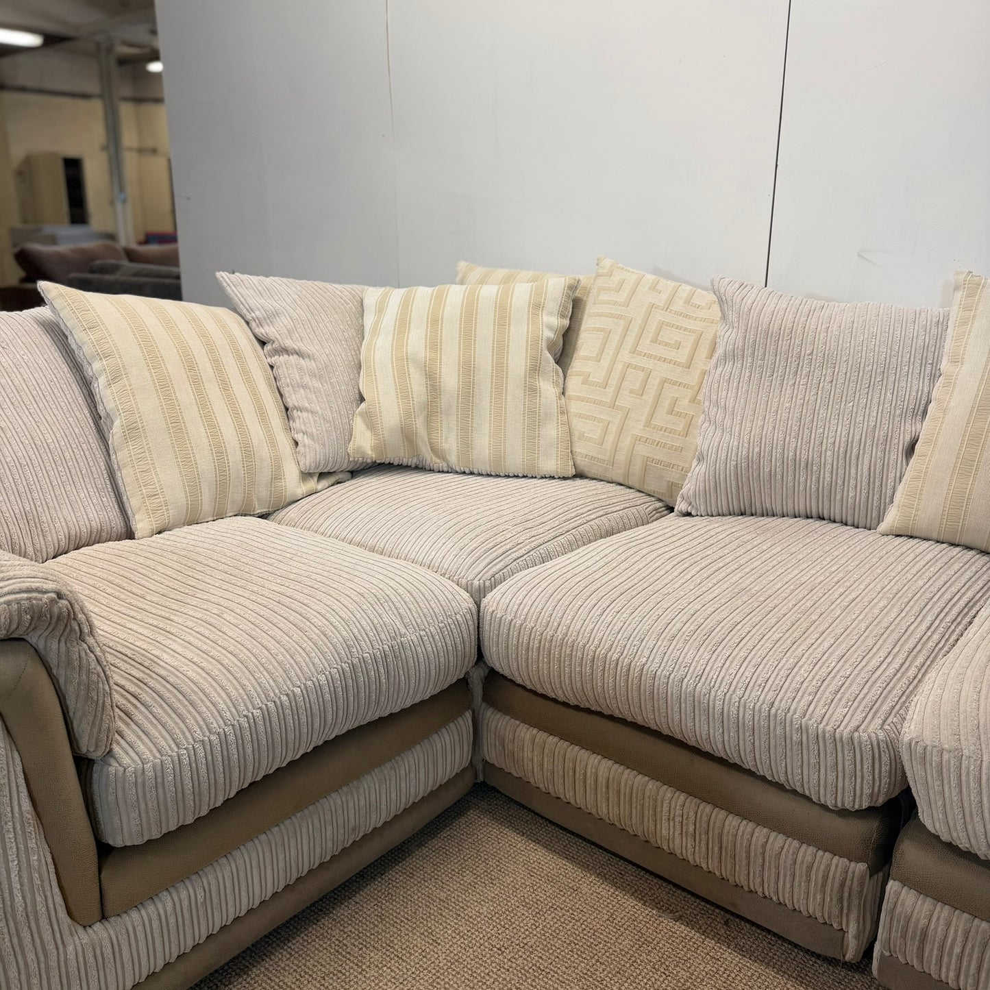 Cream & Biege Pillow Back Corduroy U Shape