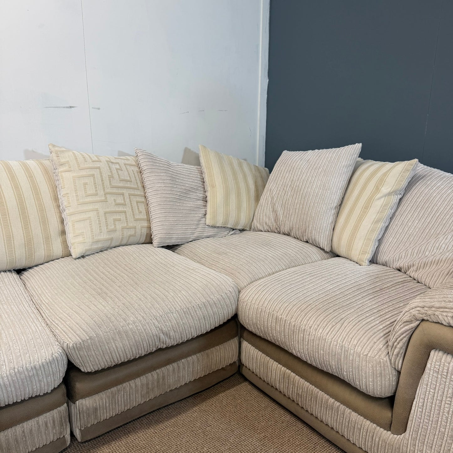 Cream & Biege Pillow Back Corduroy U Shape