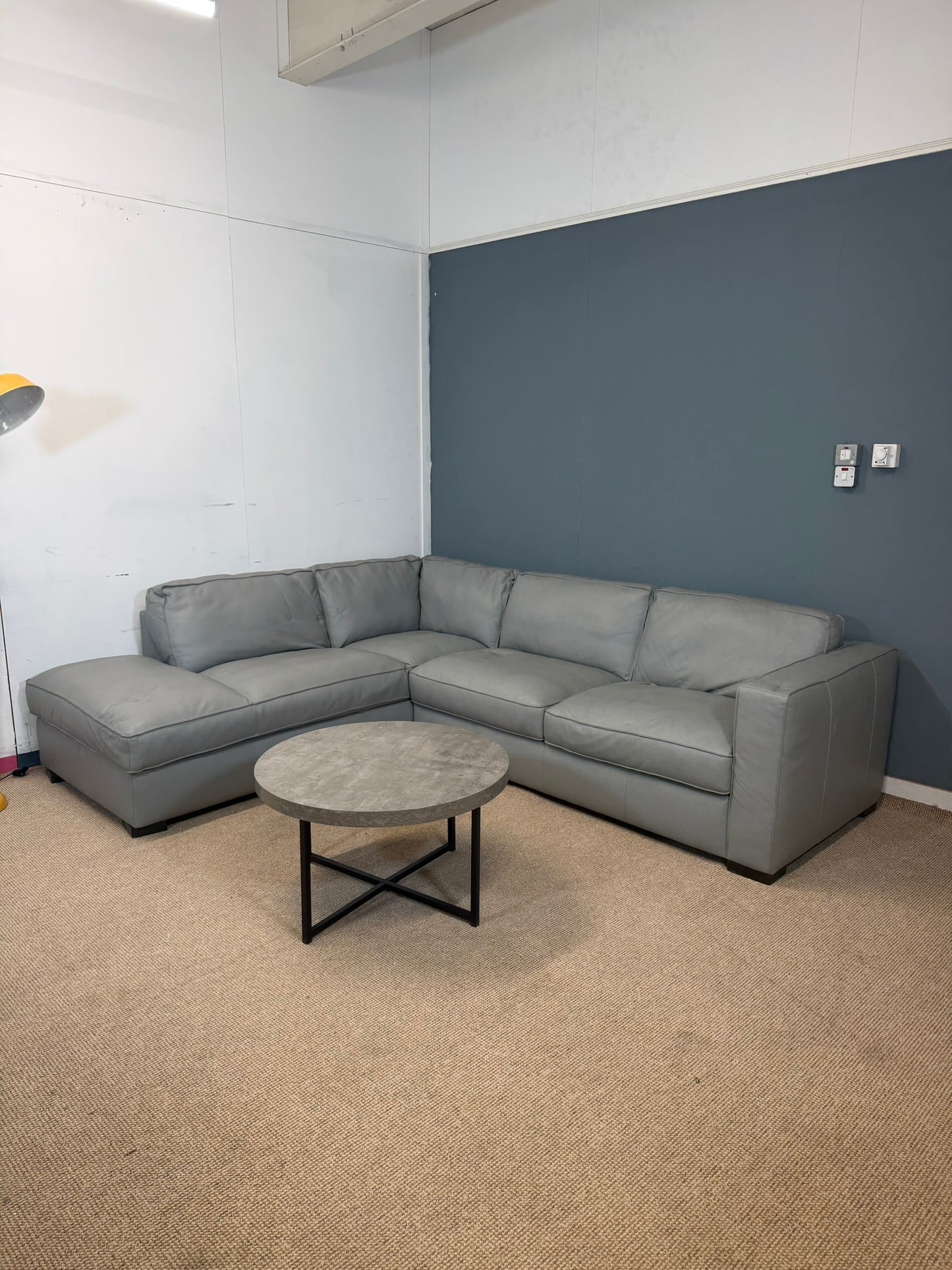 Grey Faux Leather Corner Sofa