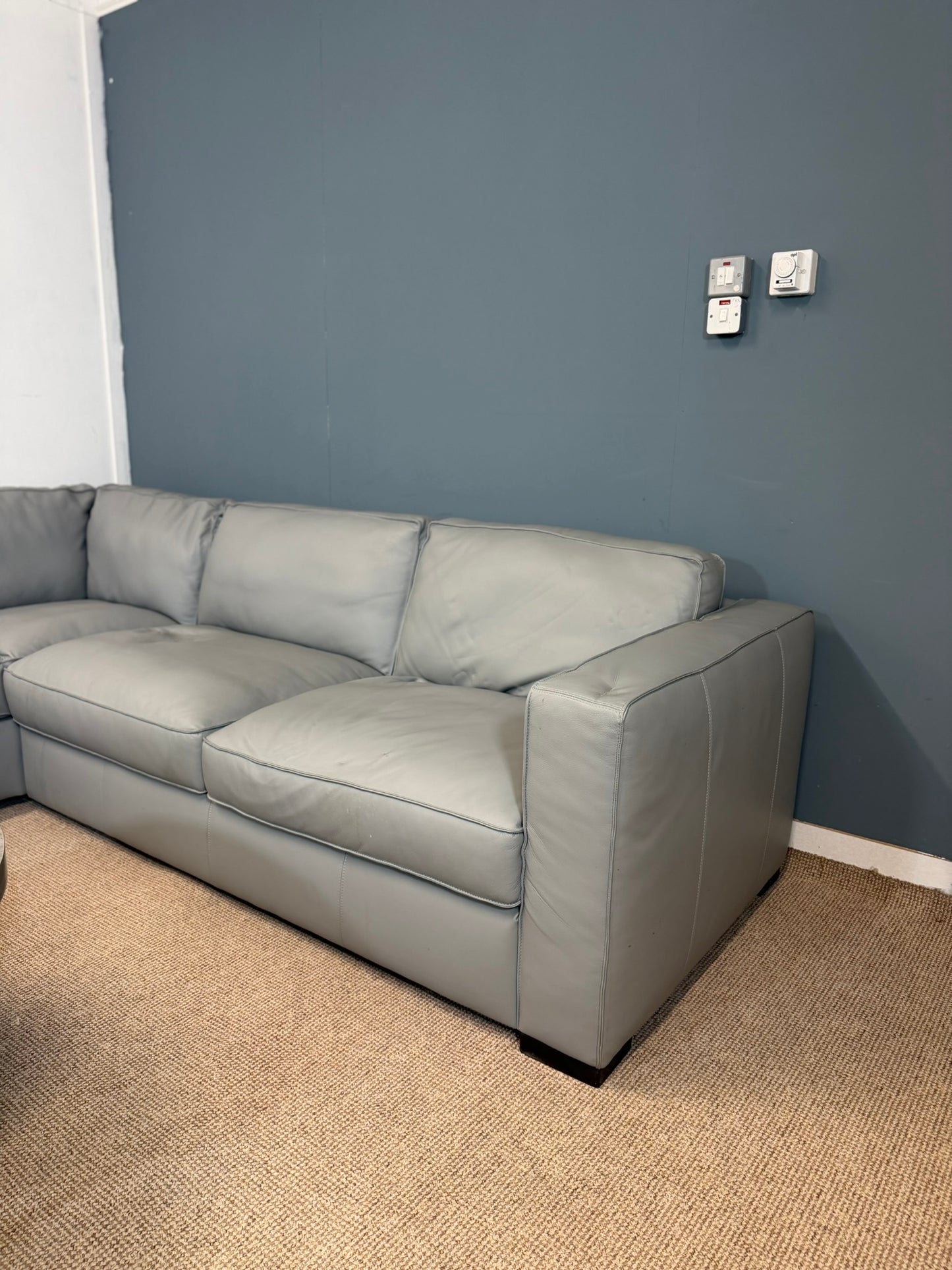 Grey Faux Leather Corner Sofa