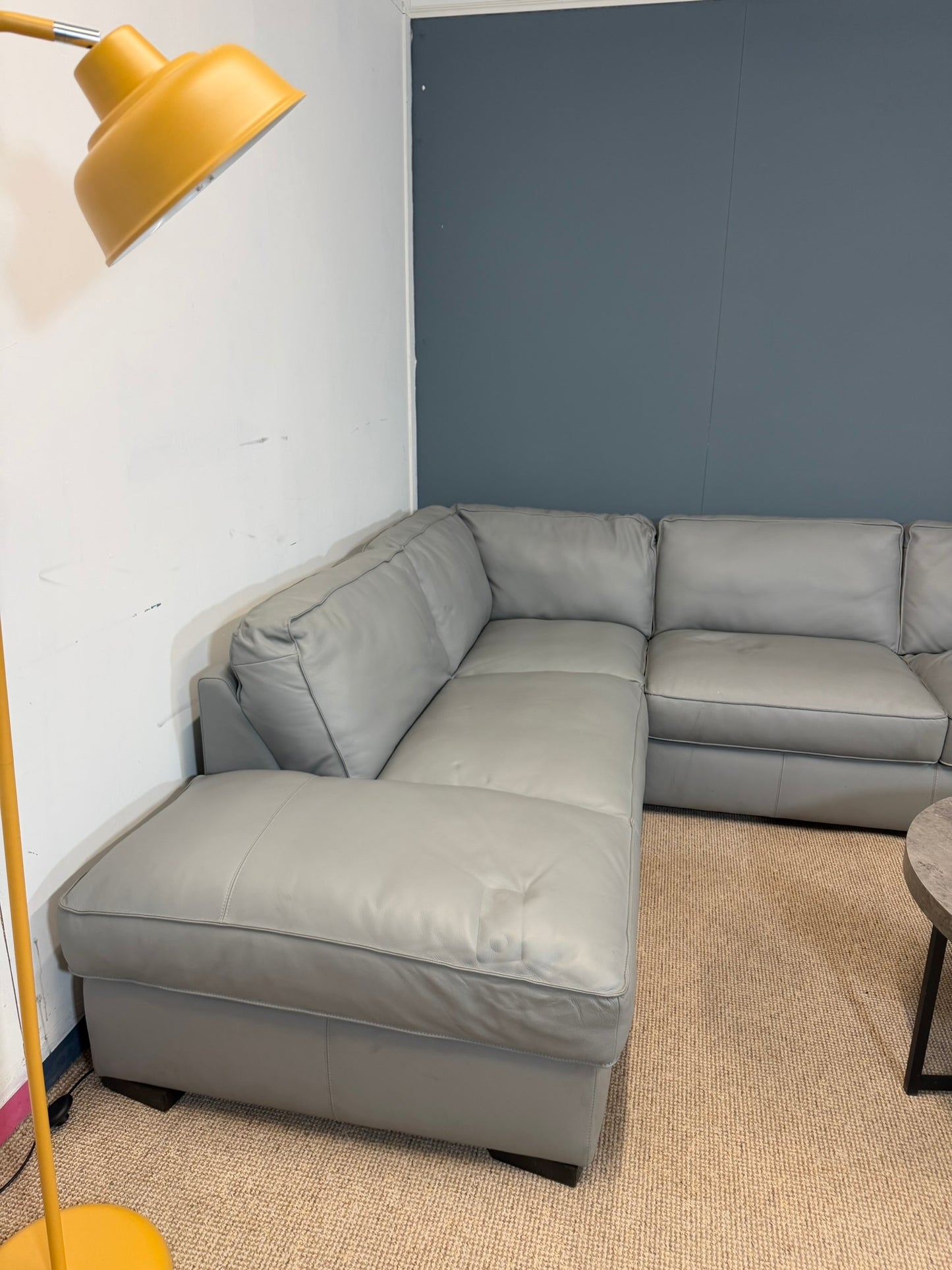 Grey Faux Leather Corner Sofa