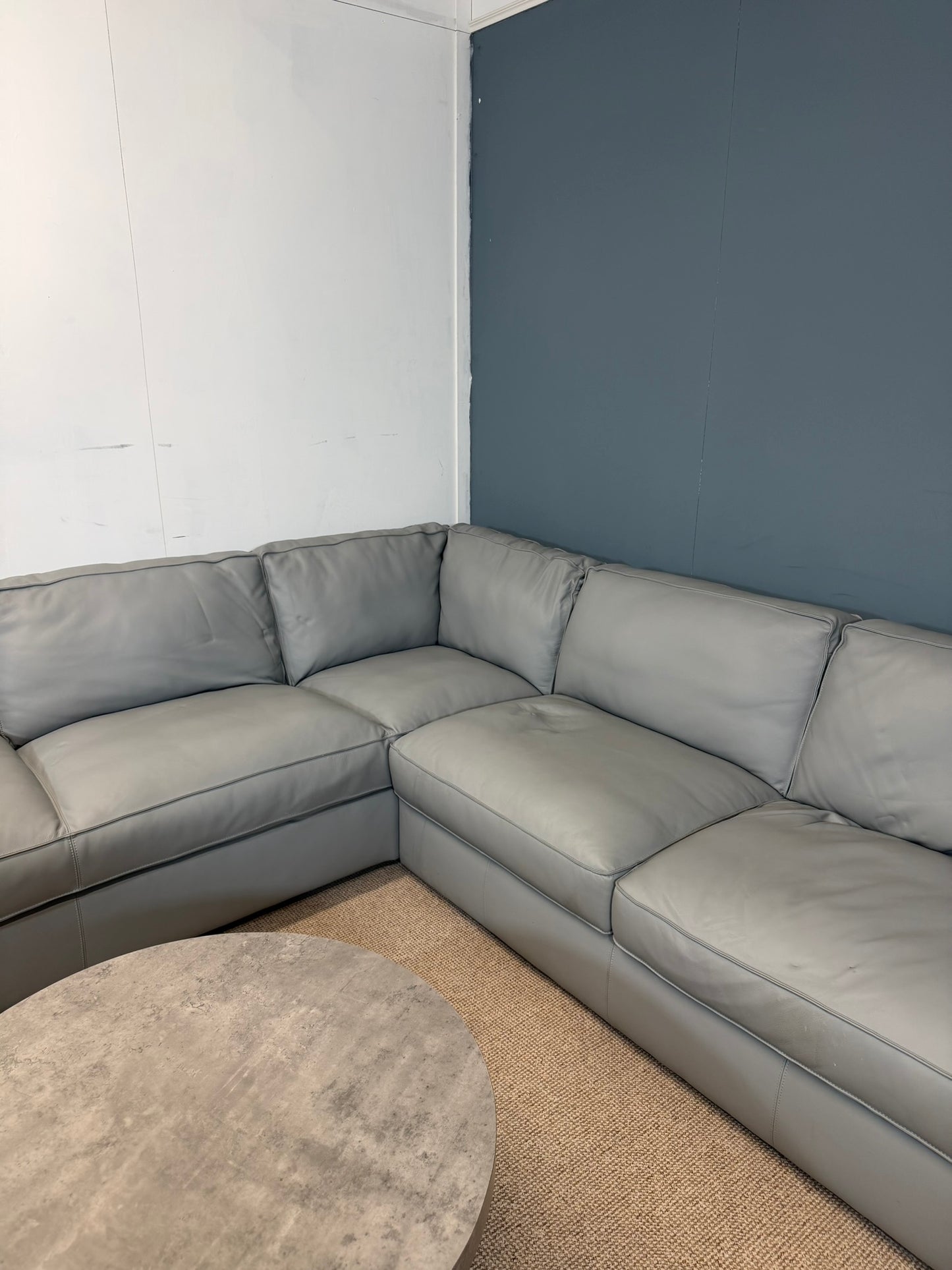 Grey Faux Leather Corner Sofa