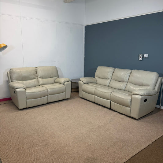 Genuine Leather Light Greige Recliner Set