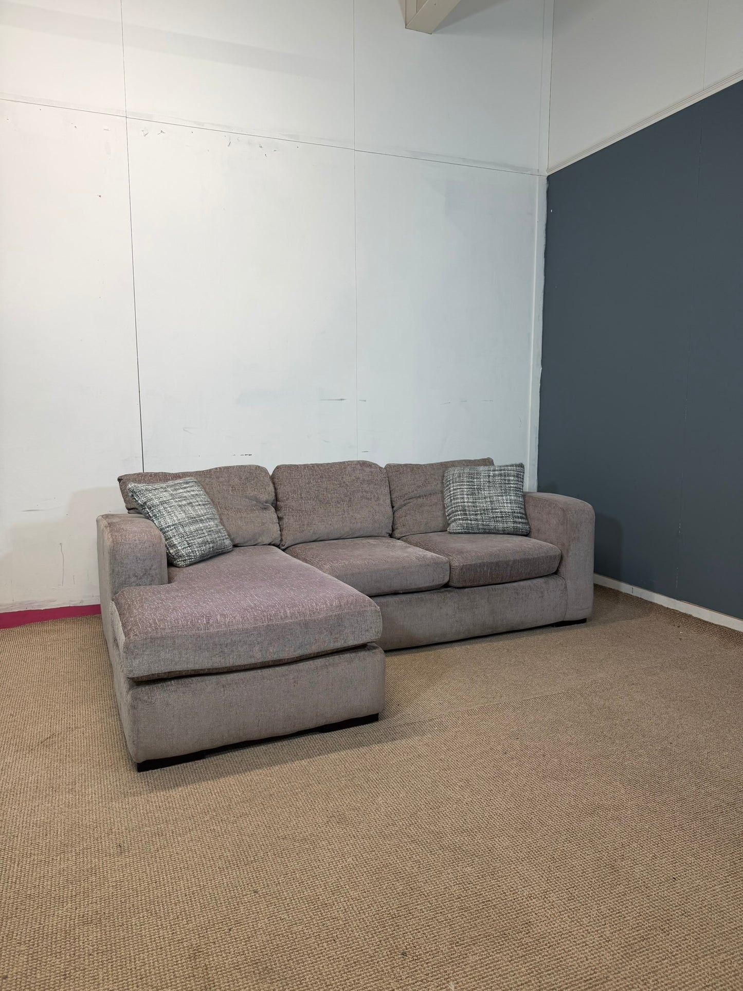 Small Taupe Fabric Corner Sofa
