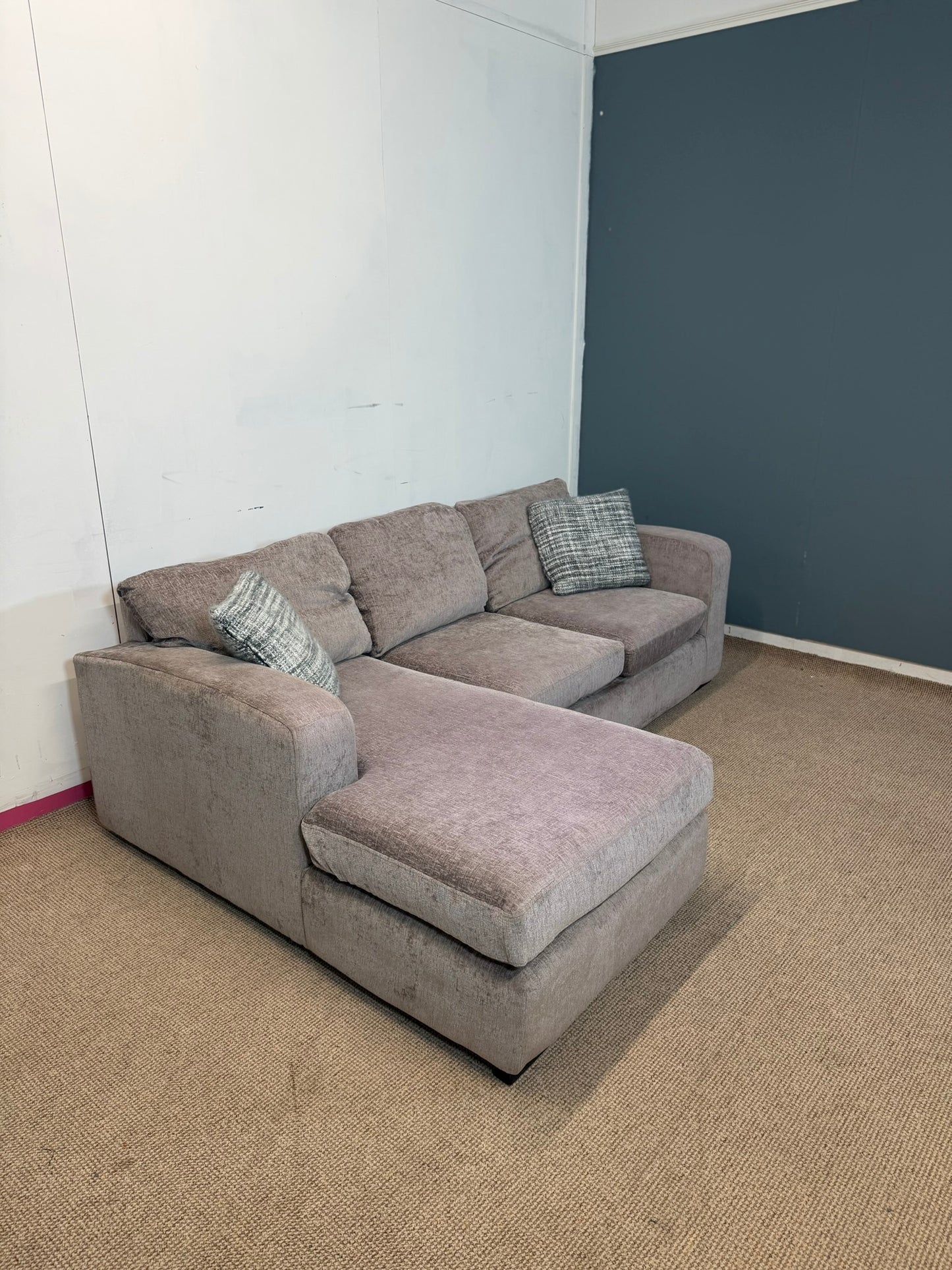 Small Taupe Fabric Corner Sofa