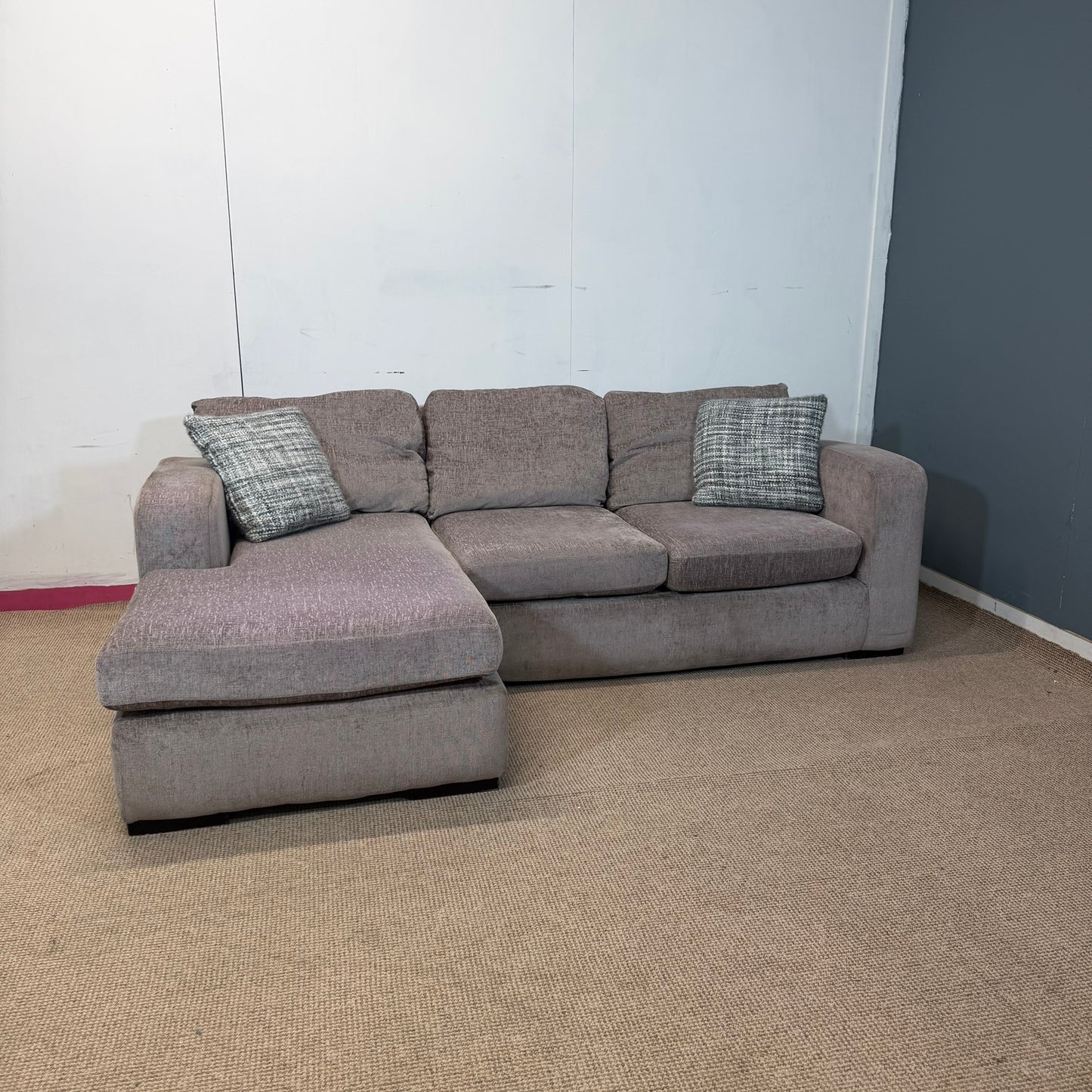 Small Taupe Fabric Corner Sofa