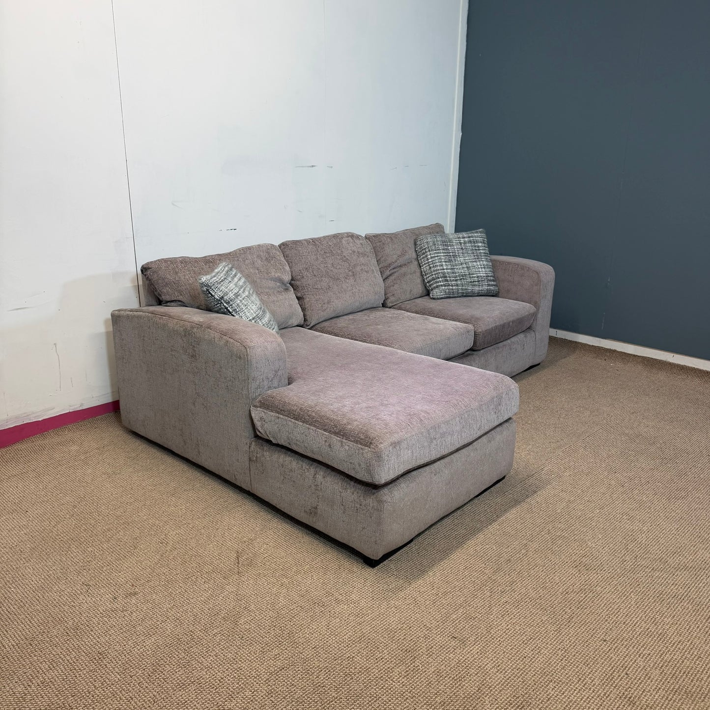 Small Taupe Fabric Corner Sofa