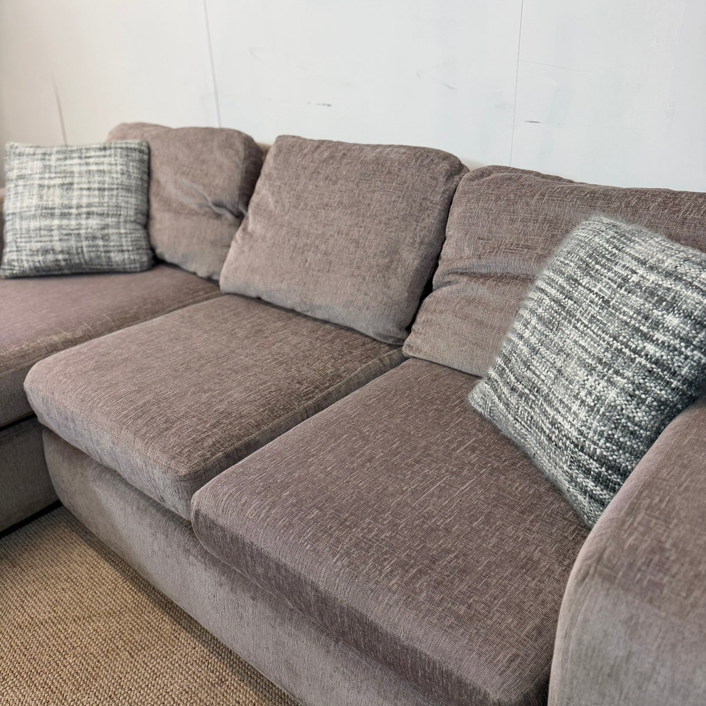 Small Taupe Fabric Corner Sofa