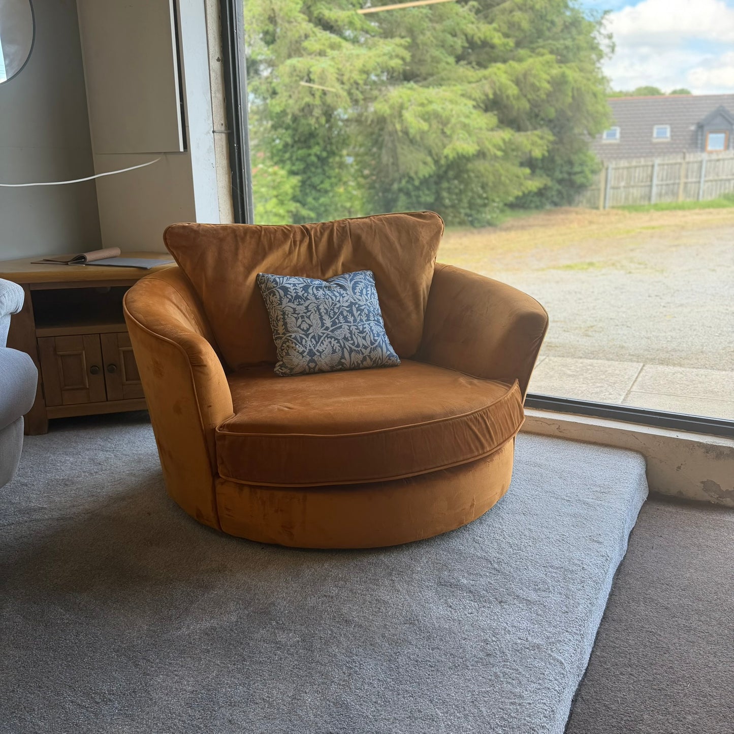 Velvet Orange dfs Swivel Chair