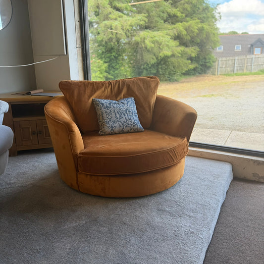 Velvet Orange dfs Swivel Chair