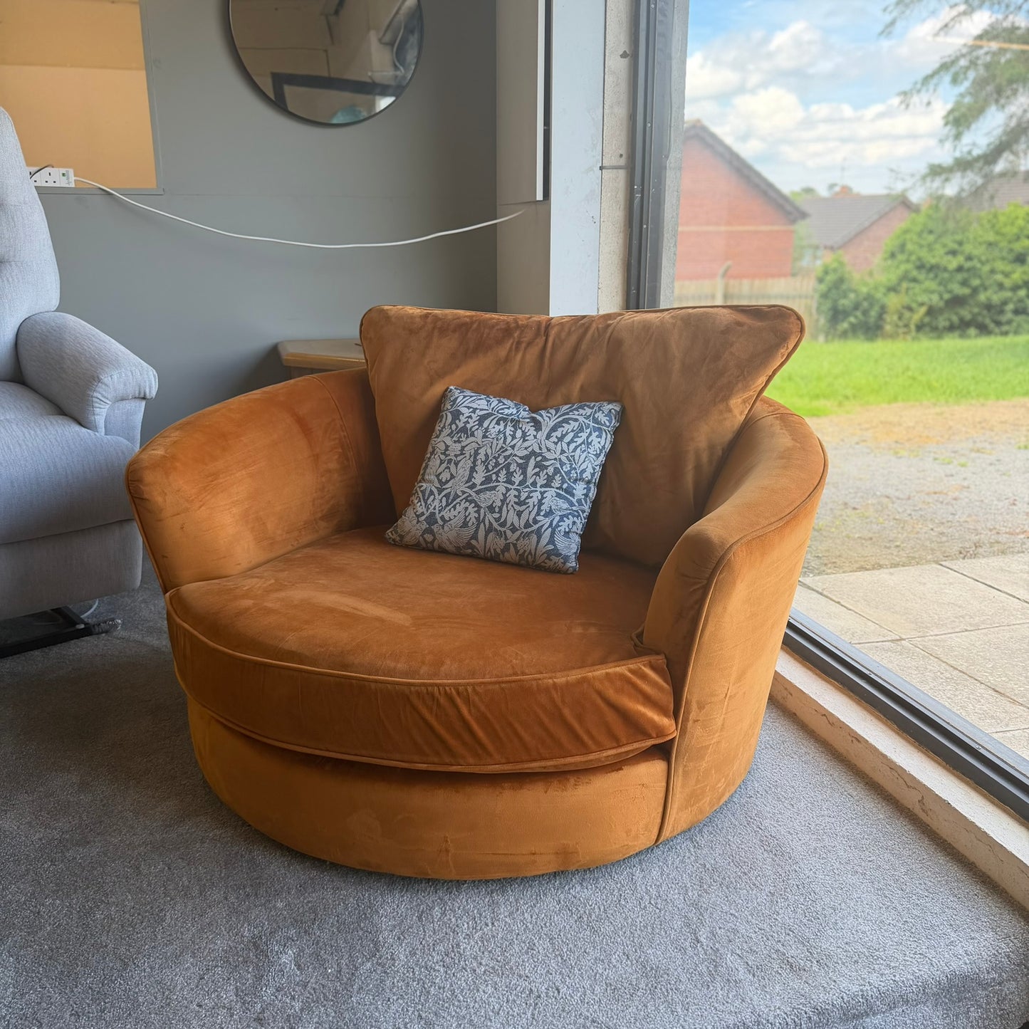 Velvet Orange dfs Swivel Chair