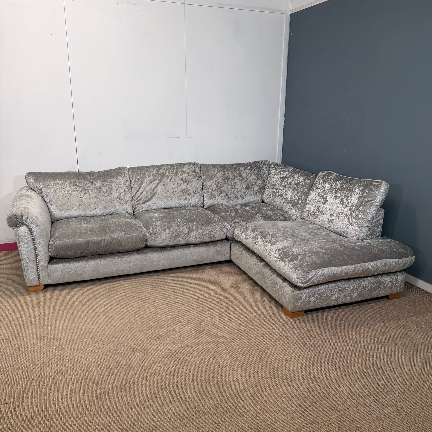 Large Crushed Velvet Lounger Sofa