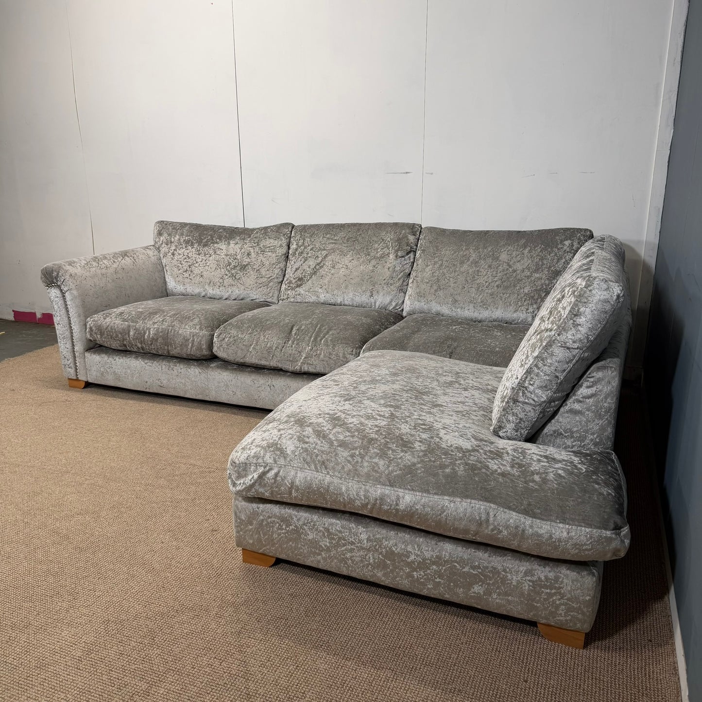 Large Crushed Velvet Lounger Sofa