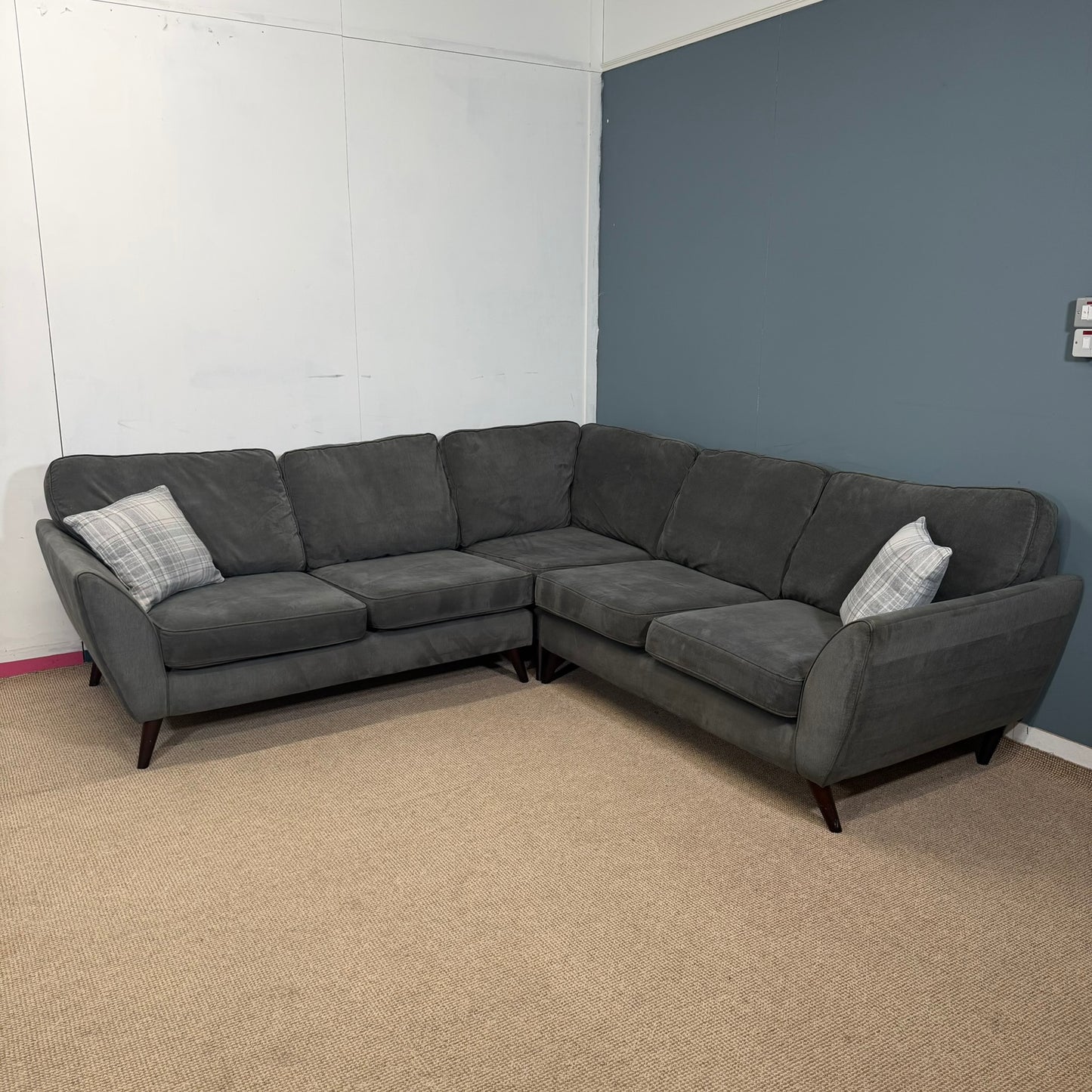 Large dfs Grey Fabric Corner Sofa